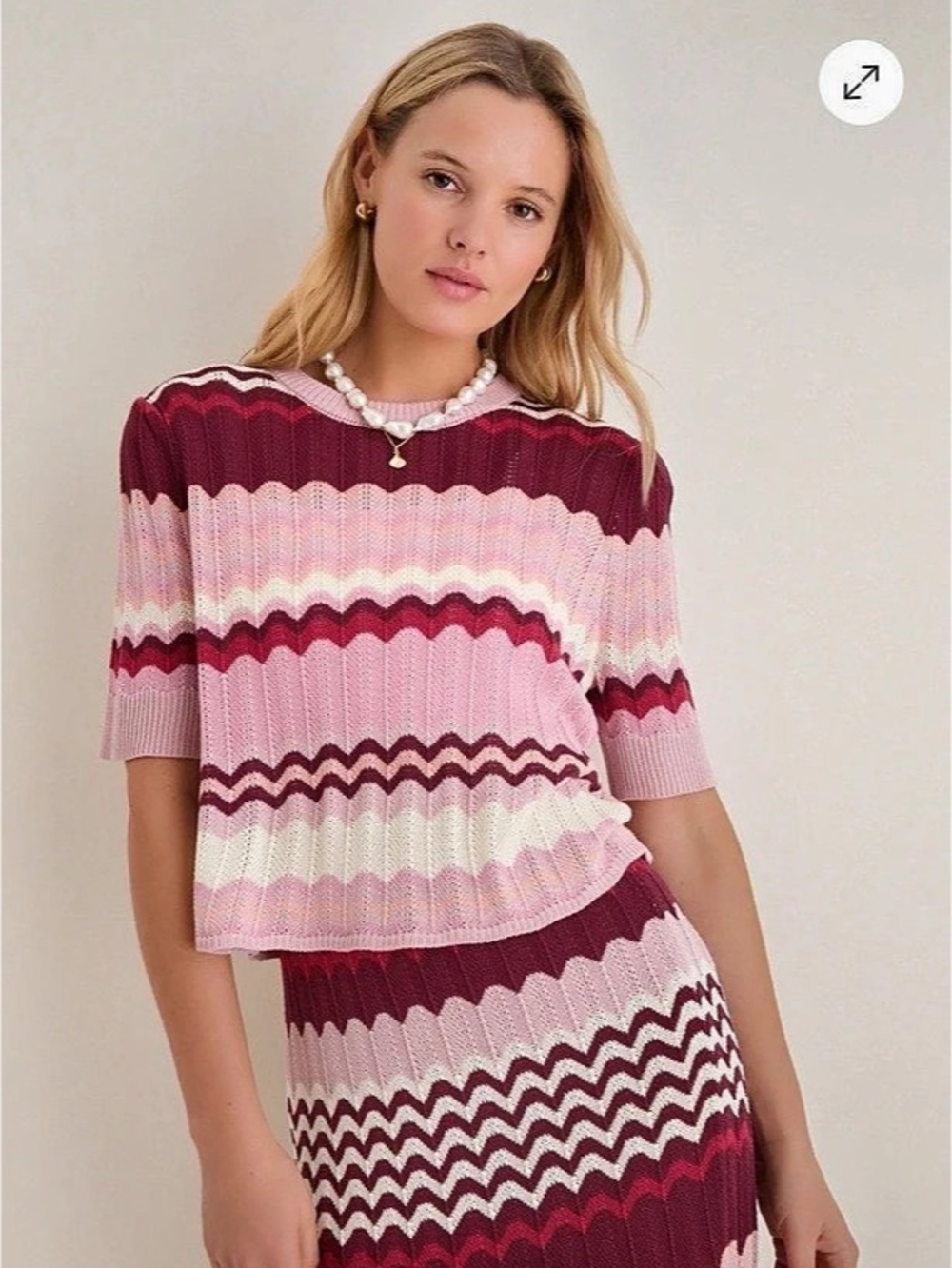 Tuckernuck La Vie En Rose Stripe Sylvie Top Pink & Burgundy Small